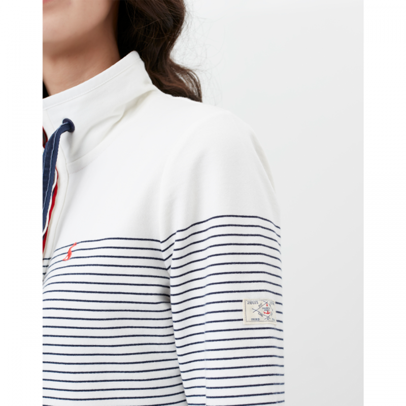 Joules Ladies Saunton Cream French Navy Stripe Sweatshirt-1